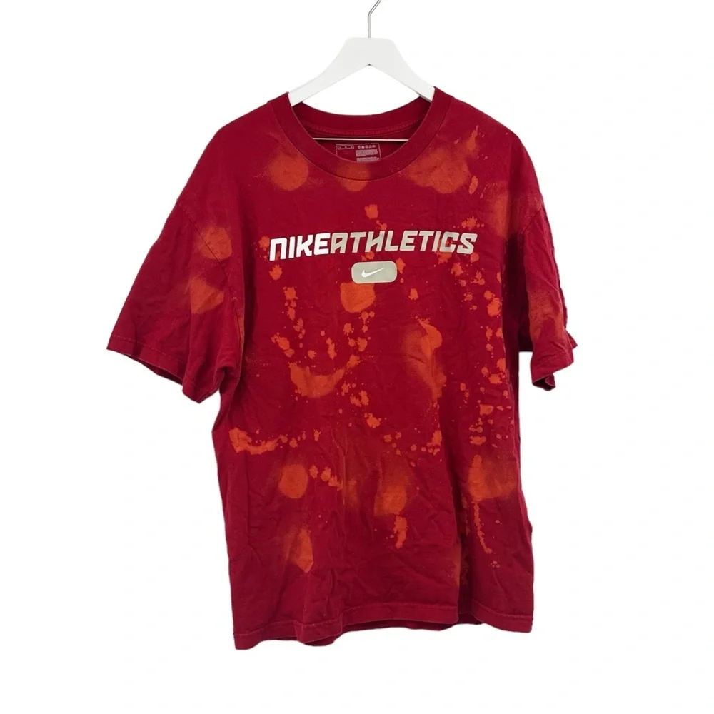 Nike Vintage Y2K Upcycled Bleach Splatter Short Sleeve Shirt Size XL Early 2000s